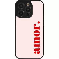 Coque iPhone 14 Pro - Silicone rigide noir Valentine 2024 amor