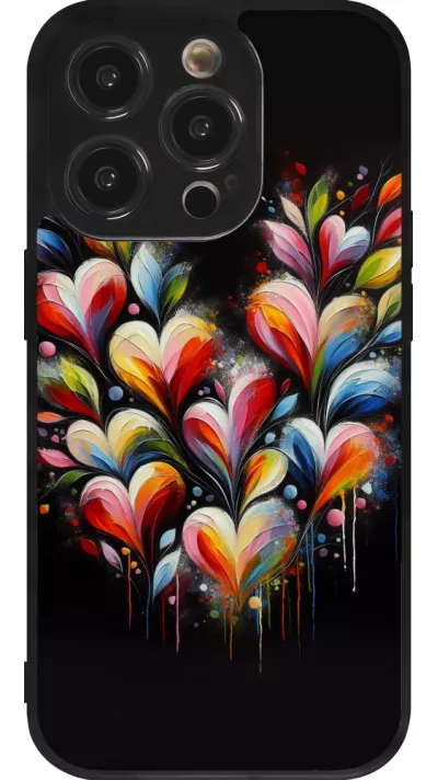 iPhone 14 Pro Case Hülle - Silikon schwarz Valentin 2024 Schwarzes Herz Abstrakt