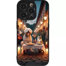 iPhone 14 Pro Case Hülle - Silikon schwarz Valentin 2024 Hund & Katze Kerzenlicht