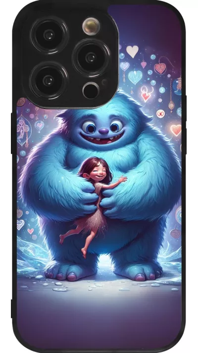 iPhone 14 Pro Case Hülle - Silikon schwarz Valentin 2024 Flauschige Liebe