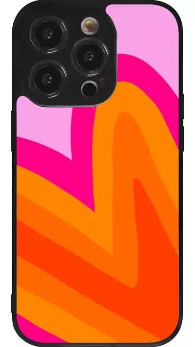 iPhone 14 Pro Case Hülle - Silikon schwarz Valentine 2024 heart gradient