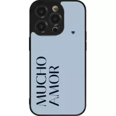 iPhone 14 Pro Case Hülle - Silikon schwarz Valentine 2024 mucho amor azul
