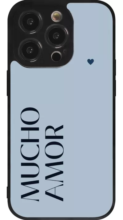 iPhone 14 Pro Case Hülle - Silikon schwarz Valentine 2024 mucho amor azul