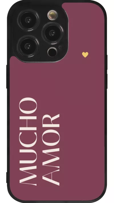 iPhone 14 Pro Case Hülle - Silikon schwarz Valentine 2024 mucho amor rosado