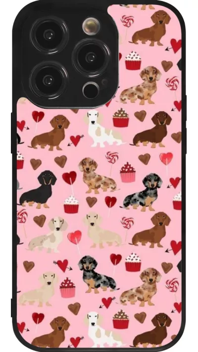 iPhone 14 Pro Case Hülle - Silikon schwarz Valentine 2024 puppy love
