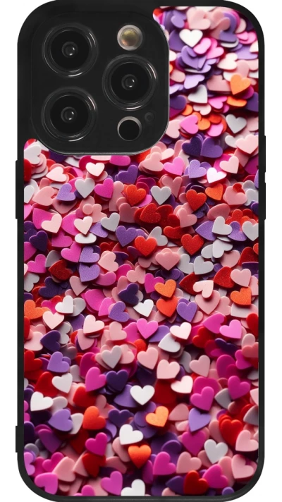 iPhone 14 Pro Case Hülle - Silikon schwarz Valentin 2025 Konfetti