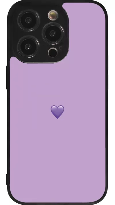 iPhone 14 Pro Case Hülle - Silikon schwarz Valentine 2023 purpule single heart