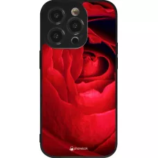 Coque iPhone 14 Pro - Silicone rigide noir Valentine 2022 Rose