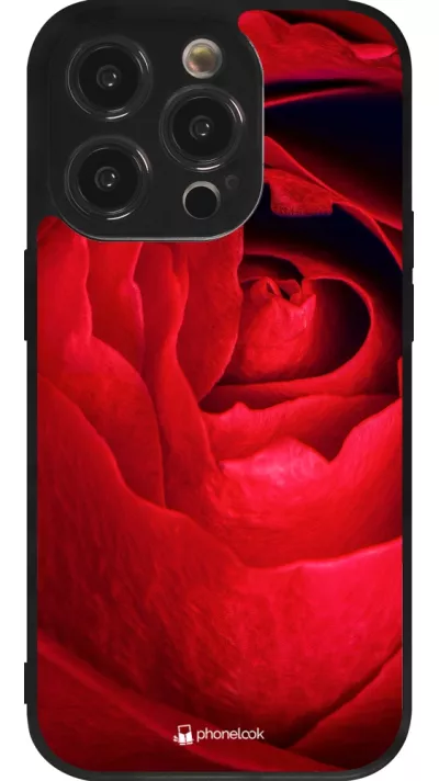 iPhone 14 Pro Case Hülle - Silikon schwarz Valentine 2022 Rose