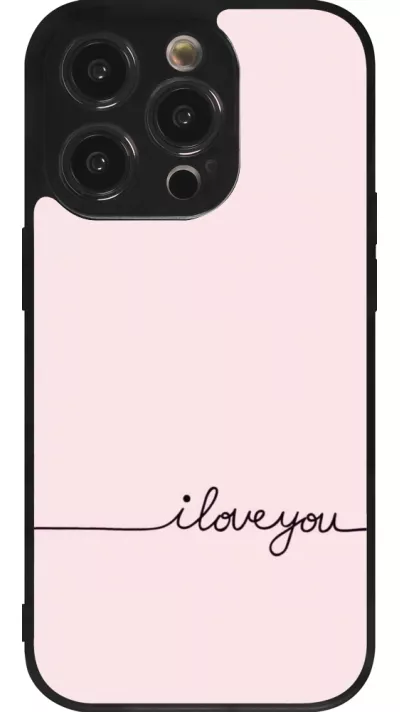 iPhone 14 Pro Case Hülle - Silikon schwarz Valentine 2023 i love you writing