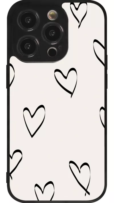 iPhone 14 Pro Case Hülle - Silikon schwarz Valentine 2023 minimalist hearts
