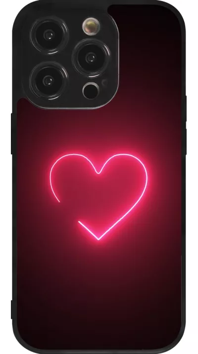 iPhone 14 Pro Case Hülle - Silikon schwarz Valentine 2023 single neon heart