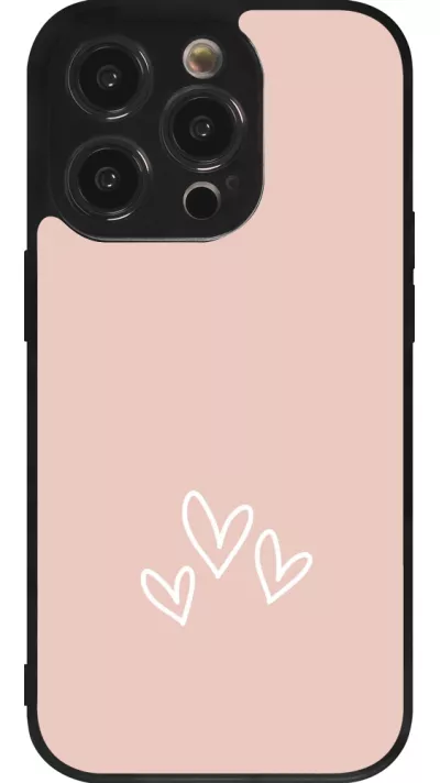 iPhone 14 Pro Case Hülle - Silikon schwarz Valentine 2023 three minimalist hearts