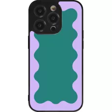 iPhone 14 Pro Case Hülle - Silikon schwarz Wavy Rectangle Green Purple