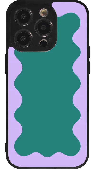 iPhone 14 Pro Case Hülle - Silikon schwarz Wavy Rectangle Green Purple