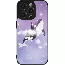 iPhone 14 Pro Case Hülle - Silikon schwarz Whale in sparking stars