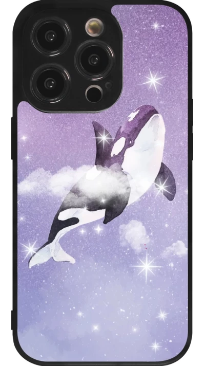 iPhone 14 Pro Case Hülle - Silikon schwarz Whale in sparking stars