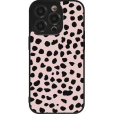 Coque iPhone 14 Pro - Silicone rigide noir Wild Leopard Pink