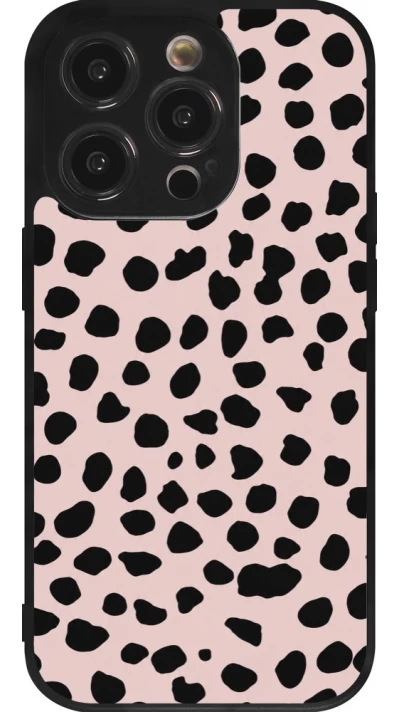 Coque iPhone 14 Pro - Silicone rigide noir Wild Leopard Pink