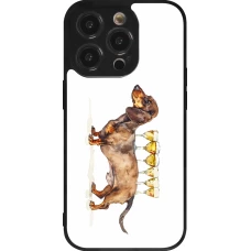 iPhone 14 Pro Case Hülle - Silikon schwarz Wine Teckel
