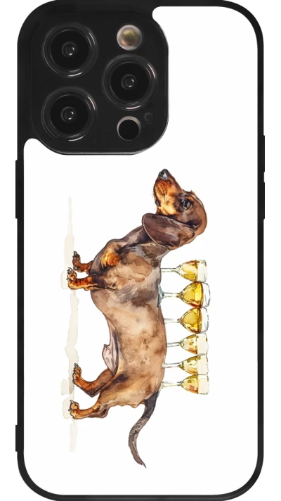 iPhone 14 Pro Case Hülle - Silikon schwarz Wine Teckel