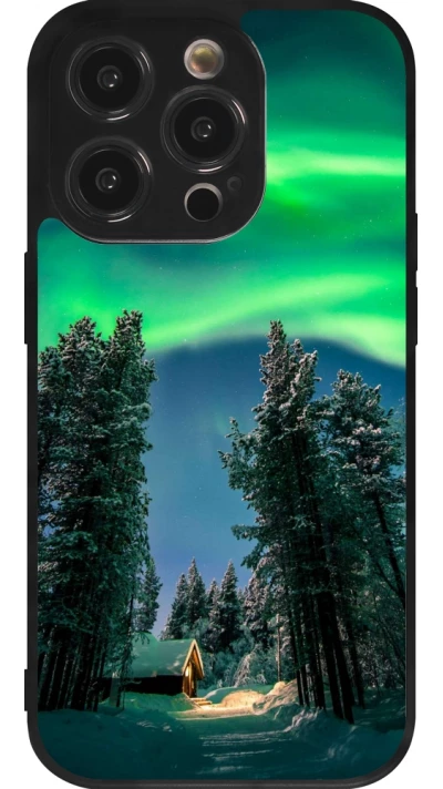 iPhone 14 Pro Case Hülle - Silikon schwarz Winter 22 Northern Lights