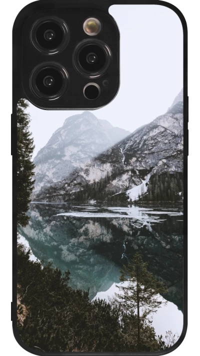 iPhone 14 Pro Case Hülle - Silikon schwarz Winter 22 snowy mountain and lake