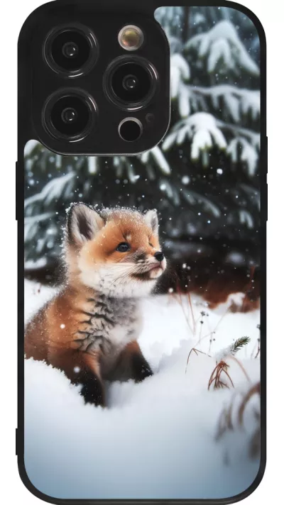iPhone 14 Pro Case Hülle - Silikon schwarz Weihnachten 2023 Fuechslein Tanne