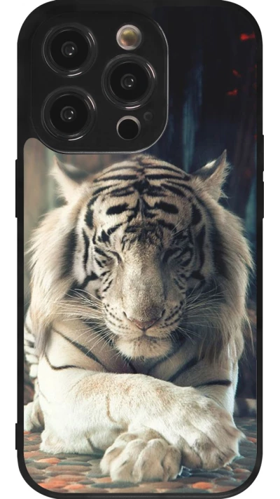 iPhone 14 Pro Case Hülle - Silikon schwarz Zen Tiger