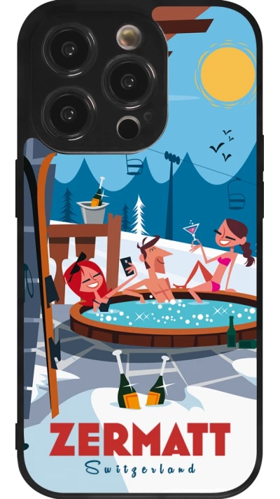 iPhone 14 Pro Case Hülle - Silikon schwarz Zermatt Mountain Jacuzzi