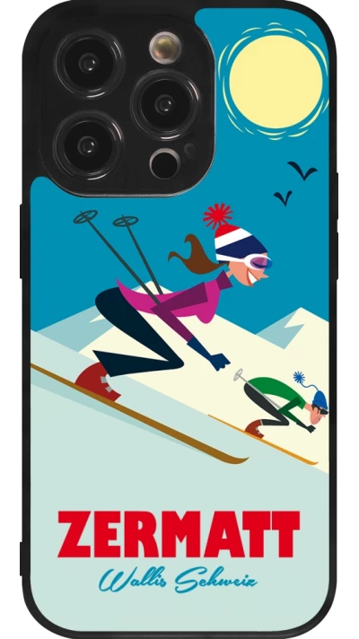 iPhone 14 Pro Case Hülle - Silikon schwarz Zermatt Ski Downhill