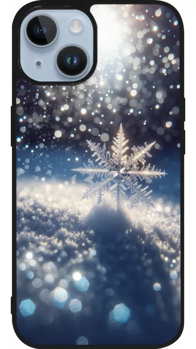 iPhone 15 Case Hülle - Silikon schwarz Schneeflocke Solar Glanz