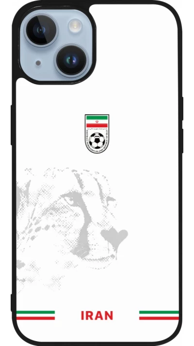 Coque iPhone 15 - Silicone rigide noir Maillot de football Iran 2026 personnalisable