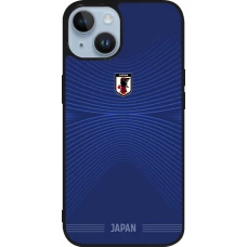 Coque iPhone 15 - Silicone rigide noir Maillot de football Japon 2026 personnalisable