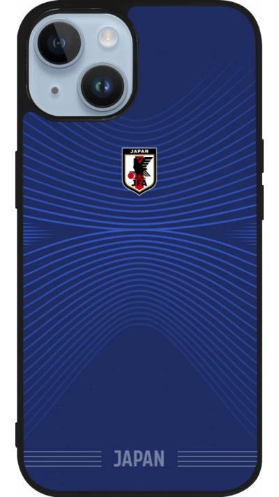 Coque iPhone 15 - Silicone rigide noir Maillot de football Japon 2026 personnalisable