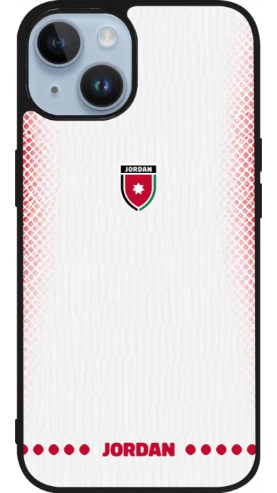Coque iPhone 15 - Silicone rigide noir Maillot de football Jordanie 2026 personnalisable