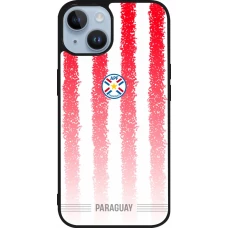 Coque iPhone 15 - Silicone rigide noir Maillot de football Paraguay 2026 personnalisable
