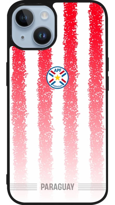 Coque iPhone 15 - Silicone rigide noir Maillot de football Paraguay 2026 personnalisable