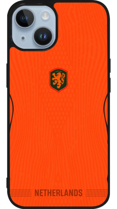 Coque iPhone 15 - Silicone rigide noir Maillot de football Pays-Bas 2026 personnalisable
