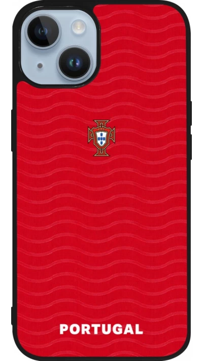 Coque iPhone 15 - Silicone rigide noir Maillot de football Portugal 2026 personnalisable
