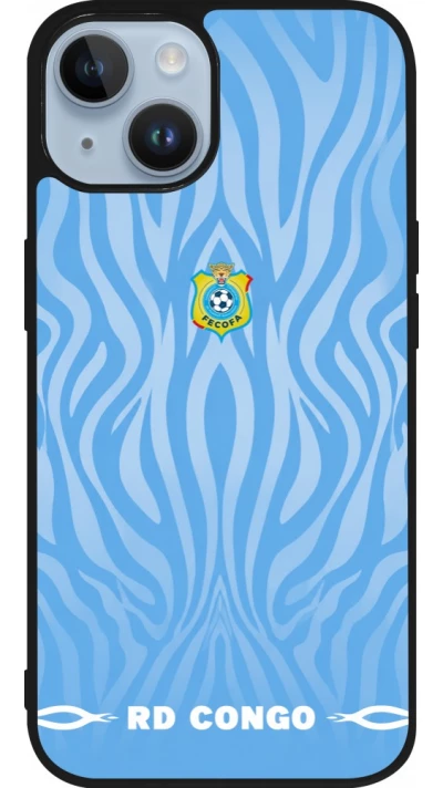 Coque iPhone 15 - Silicone rigide noir Maillot de football RD Congo 2026 personnalisable