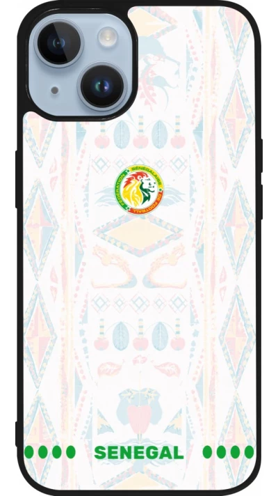 Coque iPhone 15 - Silicone rigide noir Maillot de football Sénégal 2026 personnalisable
