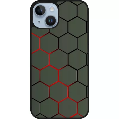 iPhone 15 Case Hülle - Silikon schwarz Geometric Line red