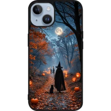 iPhone 15 Case Hülle - Silikon schwarz Halloween 2026 Witch with a cat