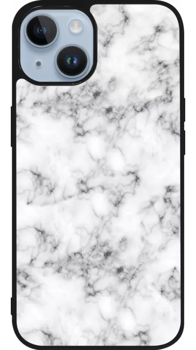 Coque iPhone 15 - Silicone rigide noir Marble 01