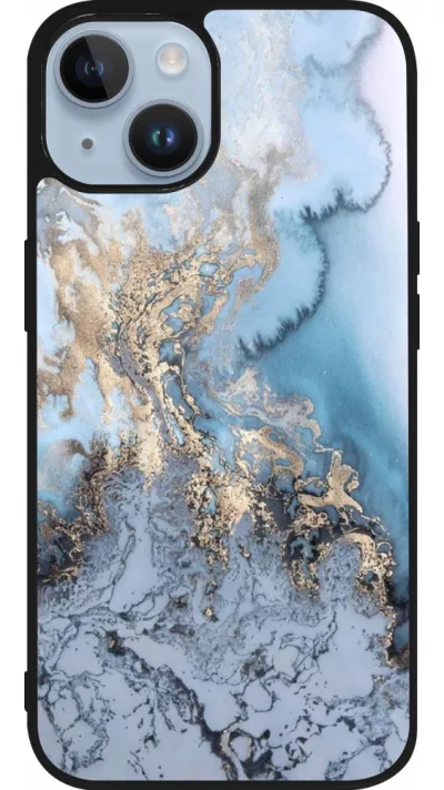 Coque iPhone 15 - Silicone rigide noir Marble 04