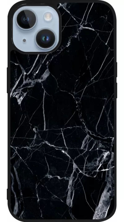 Coque iPhone 15 - Silicone rigide noir Marble Black 01