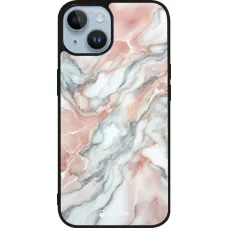 iPhone 15 Case Hülle - Silikon schwarz Rosa Leuchtender Marmor