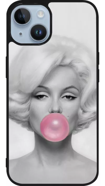 Coque iPhone 15 - Silicone rigide noir Marilyn Bubble
