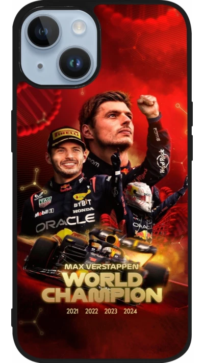 Coque iPhone 15 - Silicone rigide noir Max Verstappen Champion 2023